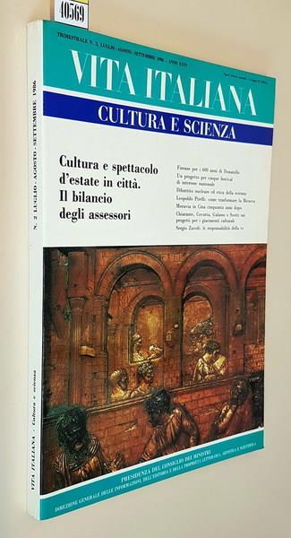 Vita Italiana Cultura E Scienza N. 2 (Anno Xxvi) Luglio-Settembre 1986 - Stefano Rolando - copertina