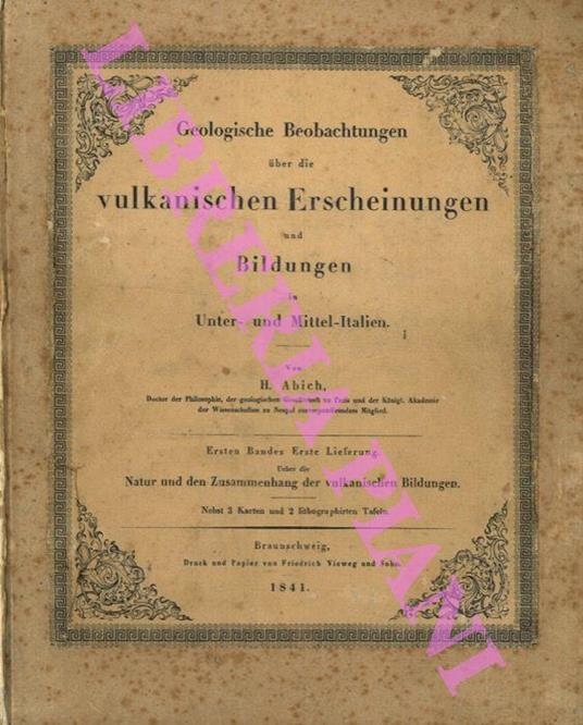 Ueber die Natur und den Zusammenhang der vulkanischen Bildungen - H. Albich - copertina