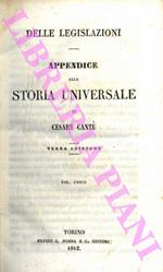 Delle legislazioni. Appendice alla Storia Universale. Terza edizione