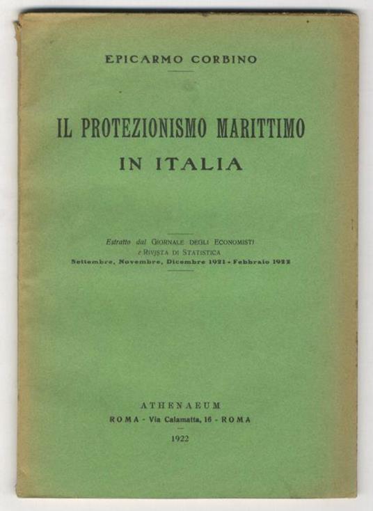 Il protezionismo marittimo in Italia - Epicarmo Corbino - copertina