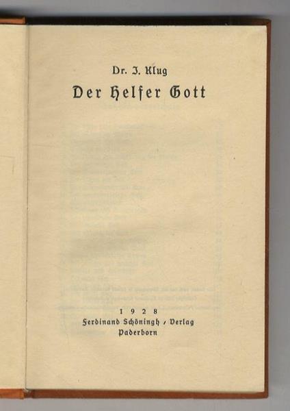 Der Helfer Gott - J. Klug - copertina