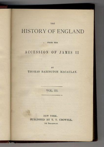 The History of England, from the Accession of James II. Vol. III - Thomas Babington Macaulay - copertina