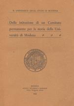 Della istituzione di un Comitato permanente per la storia della Università di Modena