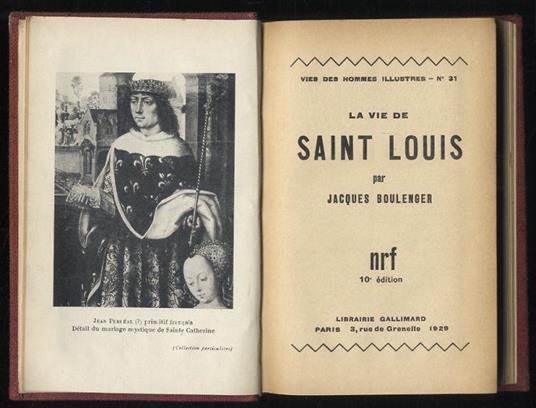 La vie de Saint Louis - jacques Boulenger - copertina