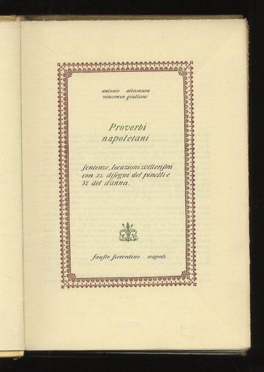 Proverbi napoletani. Sentenze, locuzioni, wellerismi. Con 24 disegni del Pinelli e 52 del D'Anna - Antonio Altamura - copertina