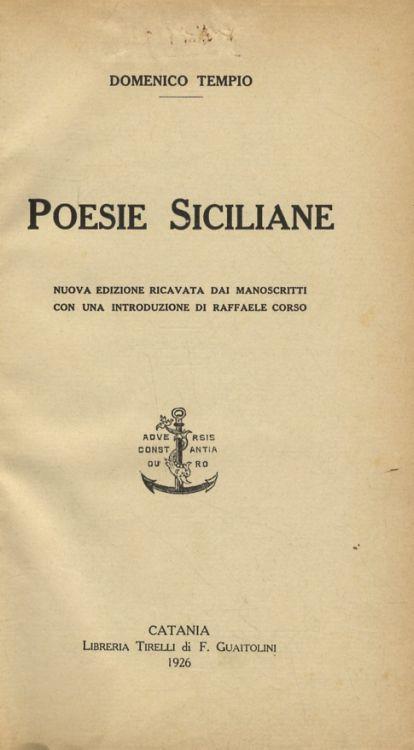 Poesie siciliane. Nuova edizione ricavata dai manoscritti, con una introduzione di Raffaele Corso - Domenico Tempio - copertina
