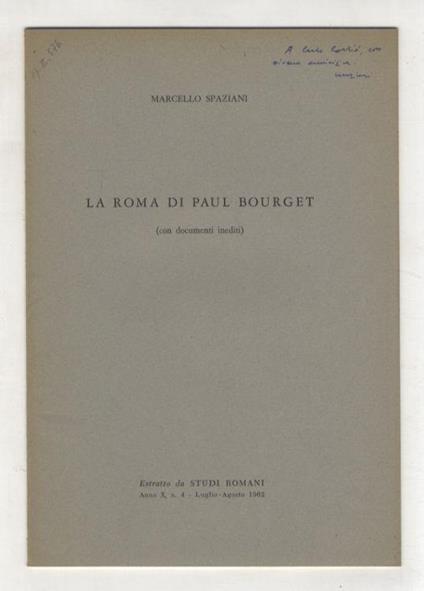 La Roma di Paul Bourget (con documenti inediti) - Marcello Spaziani - copertina