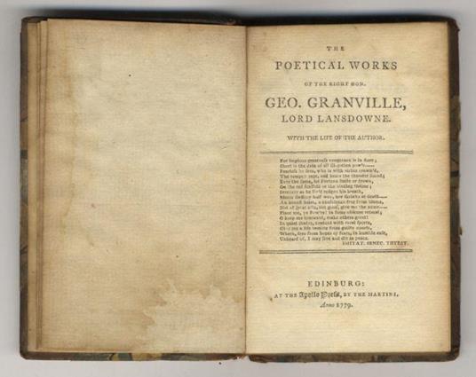 The Poetical Works (...) Containing his Miscellanies, Epistles, Songs, Prologues, Epilogues, Imitations, Dramatic Poems, etc. etc. etc - copertina