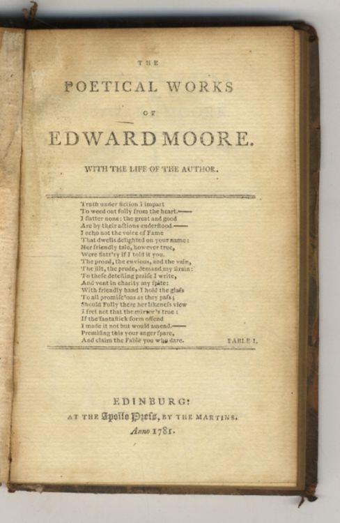 The Poetical Works. Containing his Fables, Odes, Miscellanies, Songs, etc. etc. etc. With the Life of the Author - Edward Robert Moore - copertina