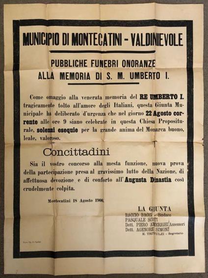 Pubbliche funebri onoranze alla memoria di S.. Umberto I [...] - copertina