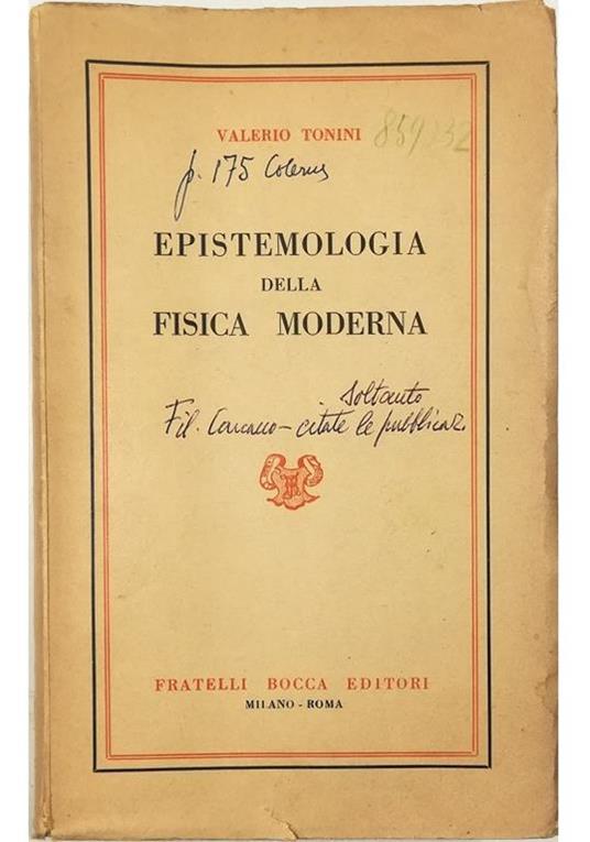 Epistemologia della fisica moderna - Valerio Tonini - copertina