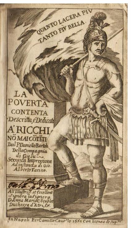 La Povertà Contenta descritta, e dedicata a' ricchi non mai contenti. Seconda impressione ad instanza di Gio. Alberto Tarino - Daniello Bartoli - copertina