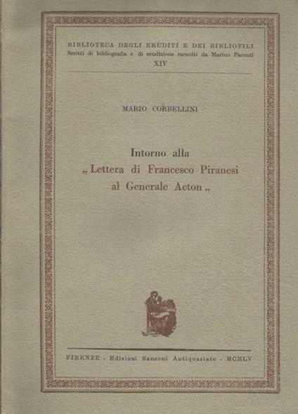 Intorno alla Lettera di Francesco Piranesi al Generale Acton - Mario Corbellini - copertina