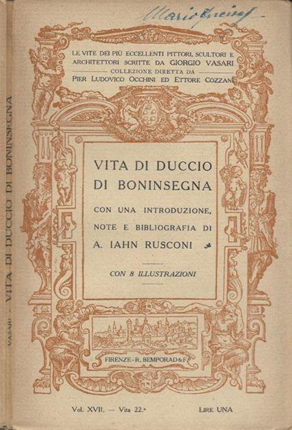 Vita di Duccio di Boninsegna - Giorgio Vasari - copertina