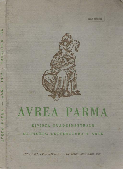 Avrea Parma Anno LXXI, fascicolo III, 1987 - copertina