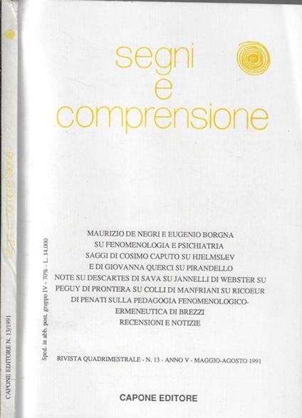 Segni e comprensione anno V 1991 N. 13 - Giovanni Invitto - copertina