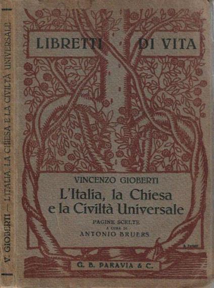 L' Italia, la Chiesa e la Civiltà Universale - Vincenzo Gioberti - copertina