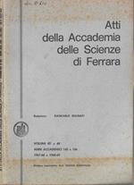 Atti della Accademia delle Scienze di Ferrara Vol. 45° e 46° anni accademici 145 e 146 1967-68 e 1968-69