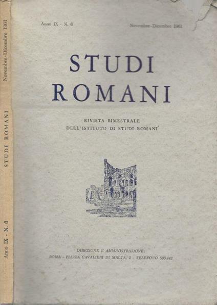 Studi Romani Anno IX- N.6 1961 - copertina