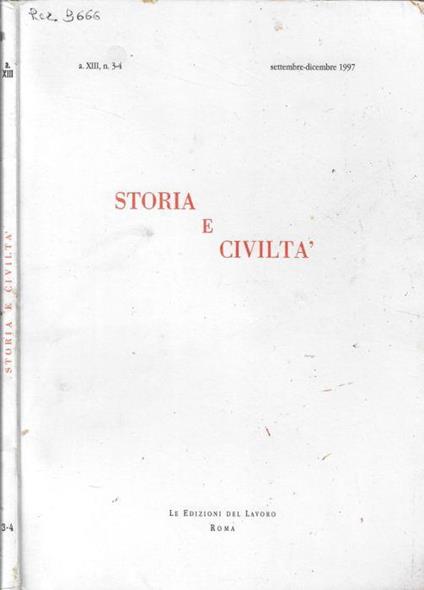 Storia e civiltà anno 1997 N. 3-4 - P. Fausto Palumbo - copertina