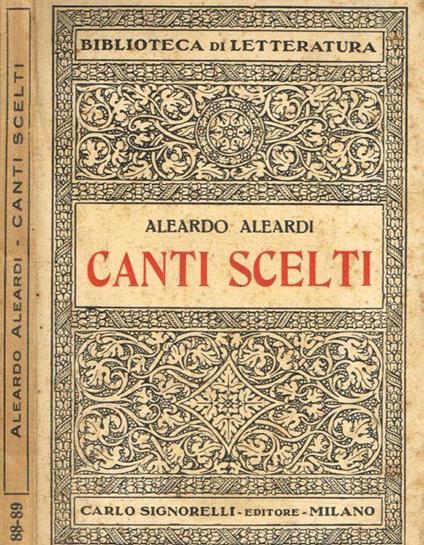 Canti scelti - Aleardo Aleardi - copertina