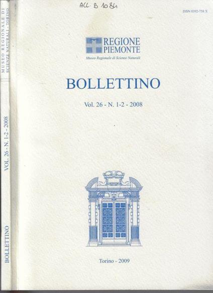 Bollettino del Museo Regionale di Scienze Naturali Vol. 26 N. 1-2 2008 - Roberto Moisio - copertina