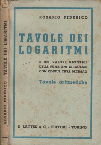 Tavole dei logaritmi - Rosario Federico - copertina