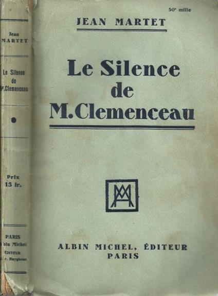 Le Silence de M. Clemenceau - Jean Martet - copertina