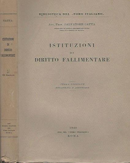 Istituzioni di diritto fallimentare - Salvatore Satta - copertina