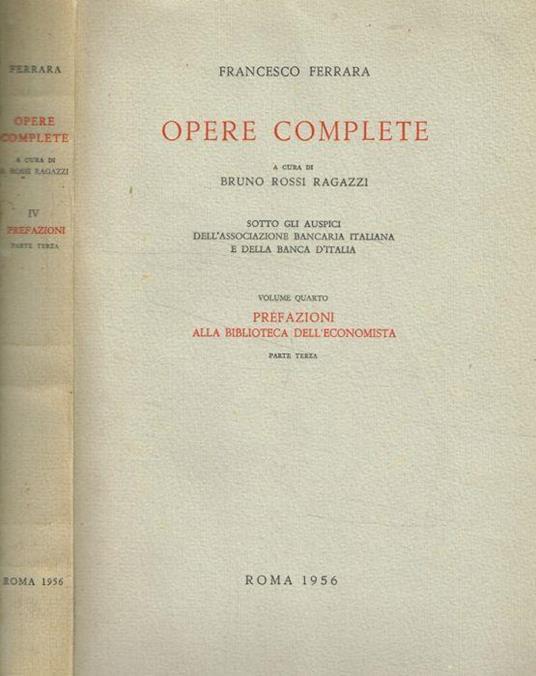 Opere complete vol.IV parte III - Francesco Ferrara - copertina