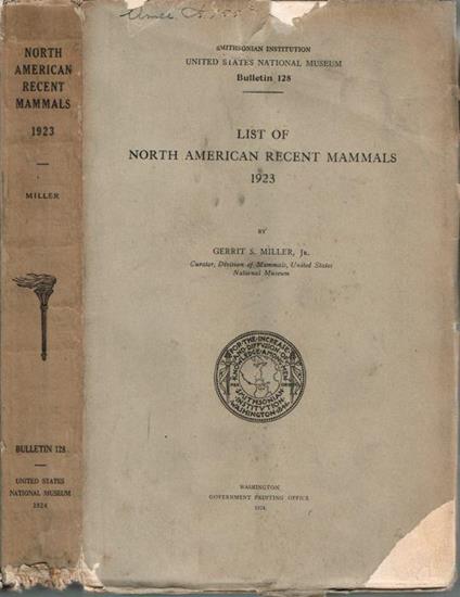 List of North American recent mammals 1923 - Gerrit S. jr. Miller - copertina