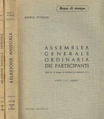 Assemblea generale ordinaria dei partecipanti tenuta in Roma il giorno 31 maggio 1975, anno 1974. 2voll - copertina