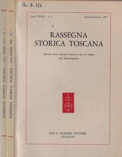 Rassegna storica toscana anno XXXIII 1987 - Clementina Rotondi - copertina