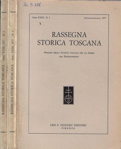 Rassegna storica toscana anno XXIII 1977 - Clementina Rotondi - copertina
