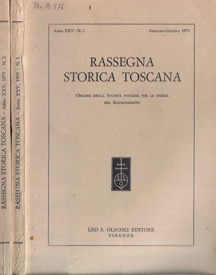 Rassegna storica toscana anno XXV 1979 - Clementina Rotondi - copertina