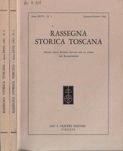 Rassegna storica toscana anno XXVII 1981 - Clementina Rotondi - copertina