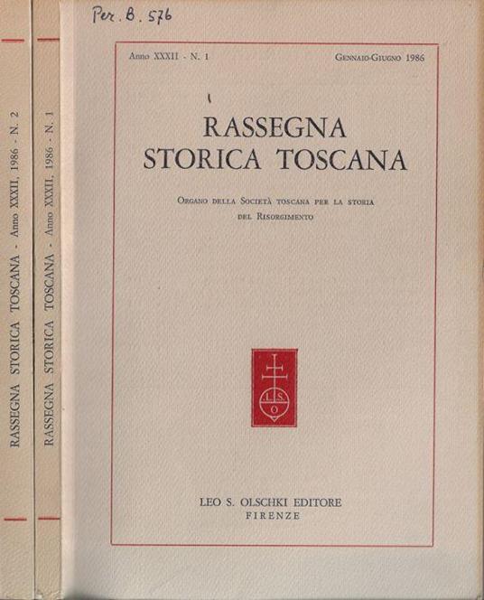 Rassegna storica toscana anno XXXII 1986 - Clementina Rotondi - copertina