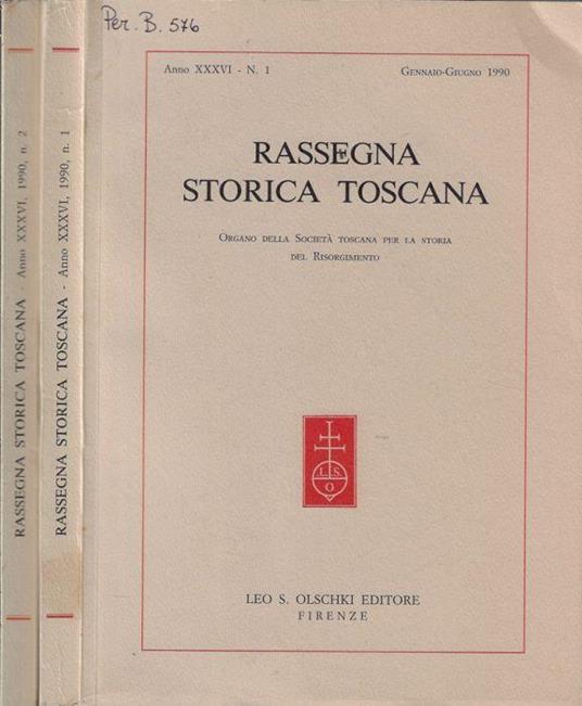 Rassegna storica toscana anno XXXVI 1990 - Clementina Rotondi - copertina