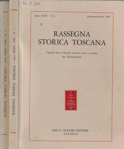 Rassegna storica toscana anno XXXIV 1988 - Clementina Rotondi - copertina