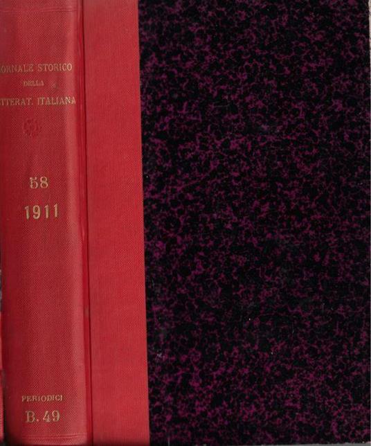 Giornale storico della letteratura italiana volume LVIII 1911 - Francesco Novati - copertina