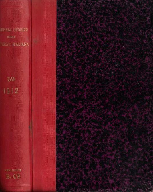 Giornale storico della letteratura italiana volume LIX 1912 - Francesco Novati - copertina