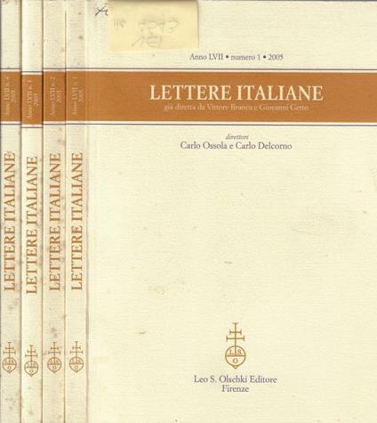 Lettere italiane anno LVII 2005 N. 1, 2, 3, 4 - Carlo Ossola - copertina