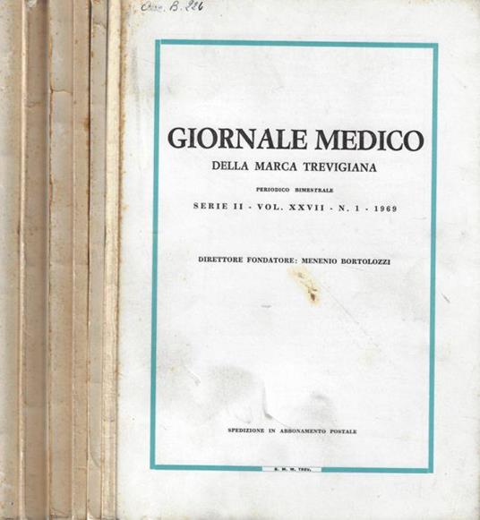 Giornale medico della Marca Trevigiana serie II Vol. XXVII N. 1, 2, 3, 4, 5, 6 1969 - copertina