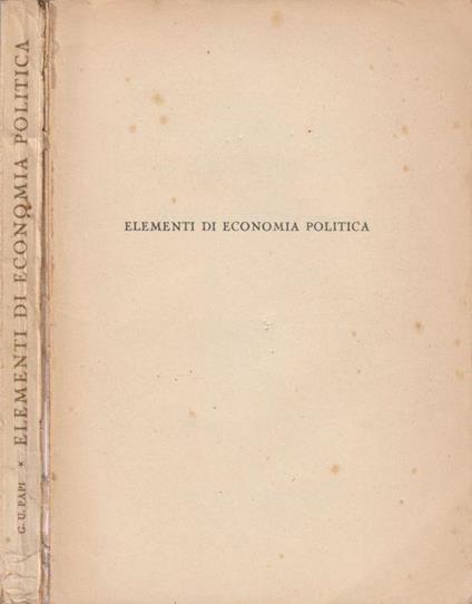 Elementi di economia politica - Giuseppe Ugo - copertina