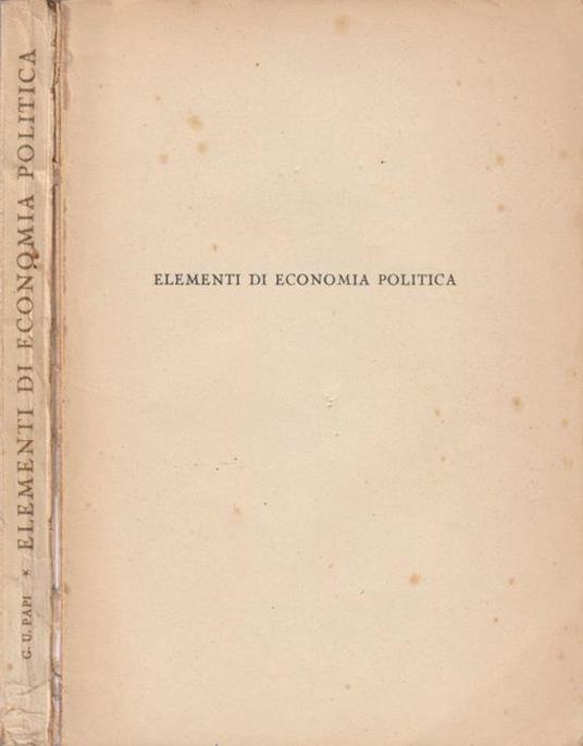 Elementi di economia politica - Giuseppe Ugo - copertina