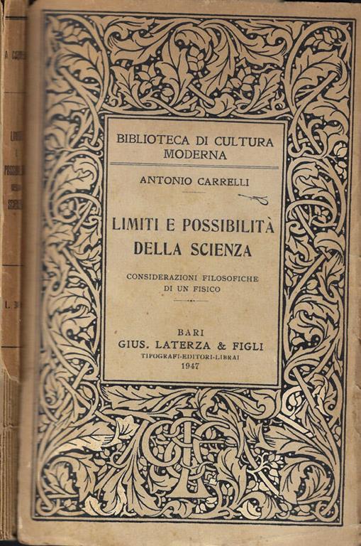 Limiti e possibilità della scienza - Antonio Carrelli - copertina