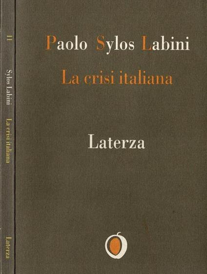 La crisi italiana - Paolo Sylos Labini - copertina