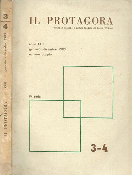 Il protagora Anno XXIII, 1983, n.3-4 - copertina