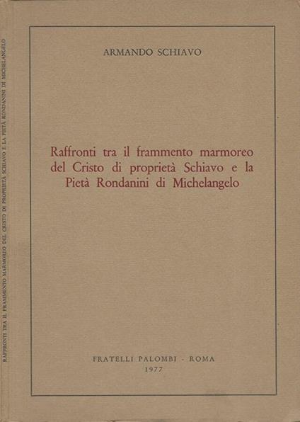 Raffronti tra il frammento marmoreo del Cristo di proprietà Schiavo e la Pietà Rondanini di Michelangelo - Armando Schiavo - copertina