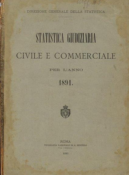 Statistica giudiziaria civile e commerciale per l'anno 1891 - copertina